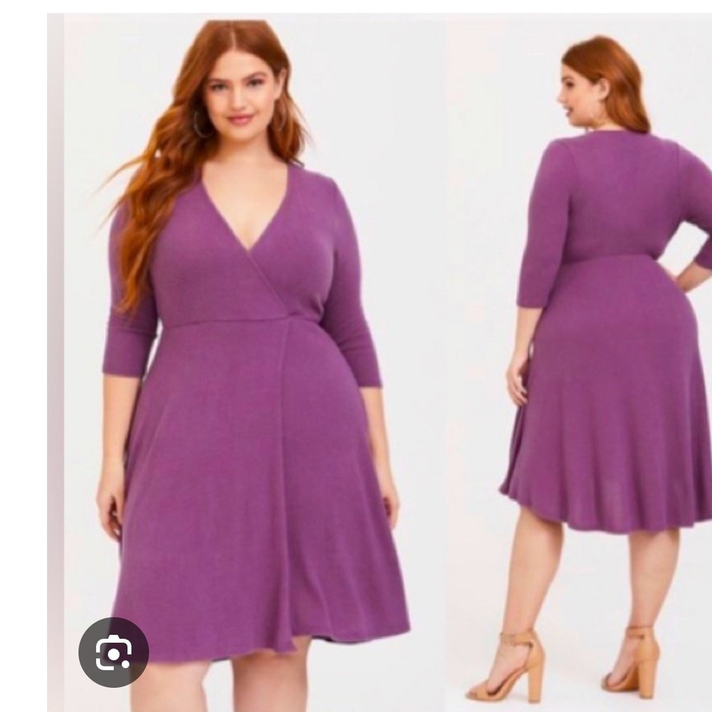 Torrid Mini Hacci Purple Wrap Knit Midi Dress Plus Size 4X holiday sexy bohemian